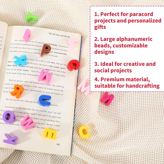 72pcs Chunky Colorful Acrylic Number and Letter Beads for DIY Crafts, Large 20mm/0.79in Alphabet Beads for Jewelry Making Keychains Bracelets (Random Styles & Colors)