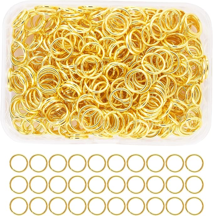 Mandala Crafts Assorted Gold Color Jump Rings Jewelry Findings Metal O Rings for Jewelry Making Supplies - 400 10mm Small Open Jump Rings Kit for Necklace Earring