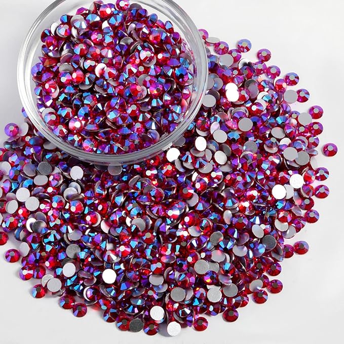Beadsland Flatback Rhinestones Bulk, 14400pcs Rhinestones for Nails Crafts Clothes DIY Decoration, Light Siam AB, SS10, 2.7-2.9mm