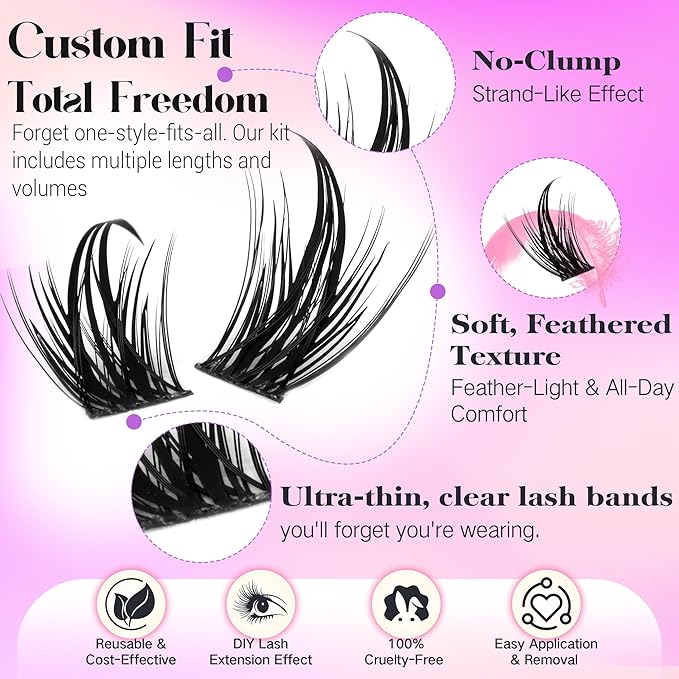 Manga Lash Clusters With Spikes DIY Cluster Eyelash Extensions 10-18mm Soft Thin Band Individual Lashes Natural Wispy Lash Clusters by FANXITON