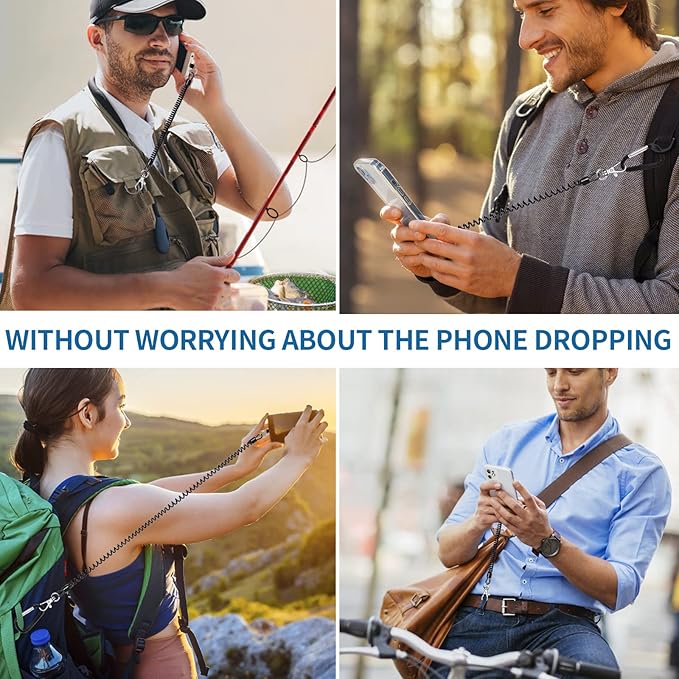 Doormoon Phone Lanyard Tether with Patch, Universal Stretchy Straps and Phone Case Anchor for Anti-drop Outdoor Skiing Hiking Cycling Climbing Compatible for iPhone Samsung Pixel Most Smartphones