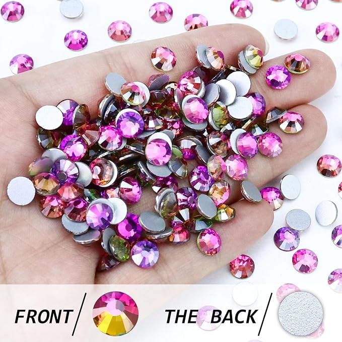 Flatback Crystal Rhinestones Round Gems for Nail Art and Craft Clothes Glue Fix, Gold Rose (2.3-2.5mm) SS8/1440PCS