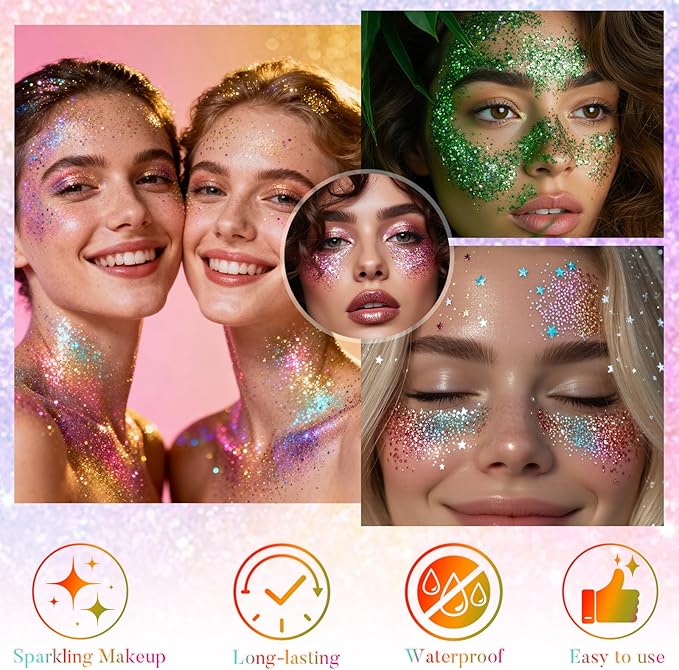 Golden Green Face and Body Glitter Stick for Sparkling Makeup, Hair Glitter Accessories for Women, Highlighting Stick for Fairy Dust, Cheerful Face Glitter for Festive Parties and Carnivals