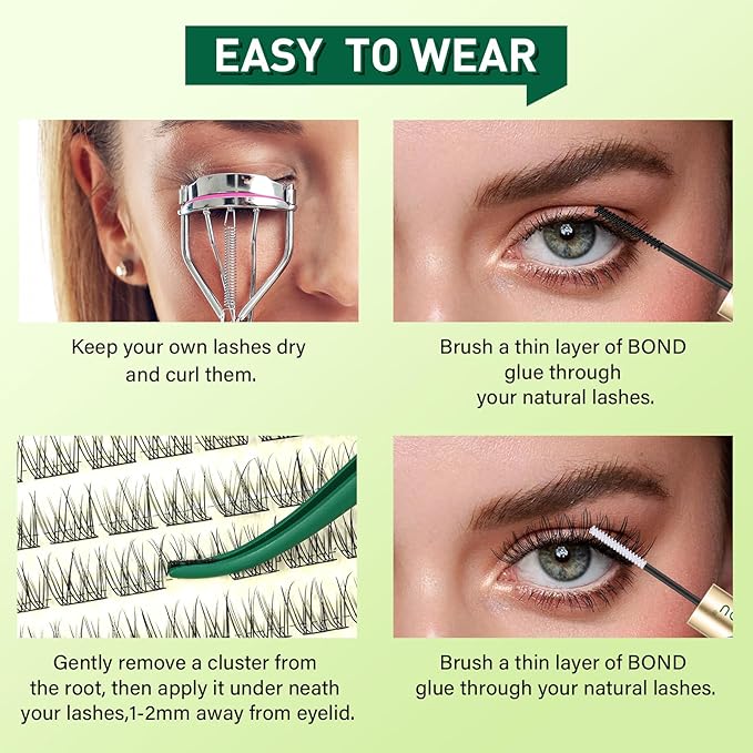 KEYYOU Natural Lash Clusters Wispy Eyelash Clusters 144 pcs Cluster Eyelash Extensions D Curl Individual Lashes 10-12MIX Mix Length Light and Natural Lashes Look with Thin Lash Band(N05-D-10-12MIX)
