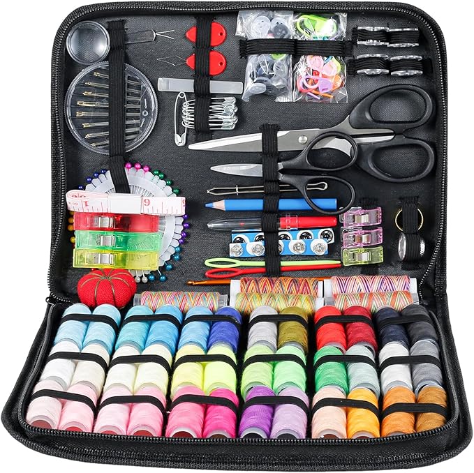 YMKWZ 206 Pcs Sewing Kit with Storage Bag Complete Needle and Thread Kit Basic Sewing Starter Set Portable Sewing Repair Kit Hand Beginner Sewing Kit DIY Sewing Supplies for Adults (1pack)