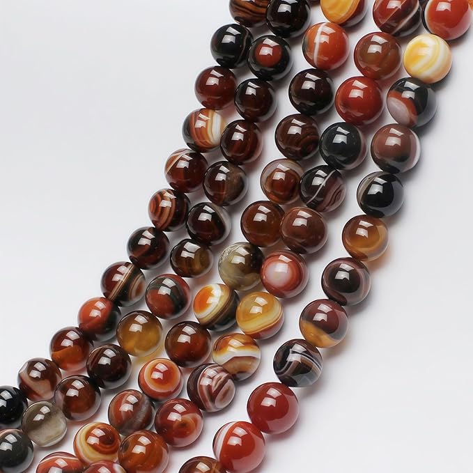 MJDCB Red Coffee Agate Beads Natural Agate Stone Round Loose Beads Ball Handmade Jewelry Bracelet Making DIY (10mm)