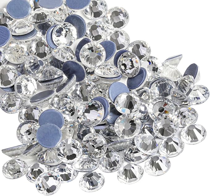 Beadsland Hotfix Rhinestones, 144pcs Flatback Crystal Rhinestones for Crafts Clothes DIY Decoration, Crystal, SS50, 10mm