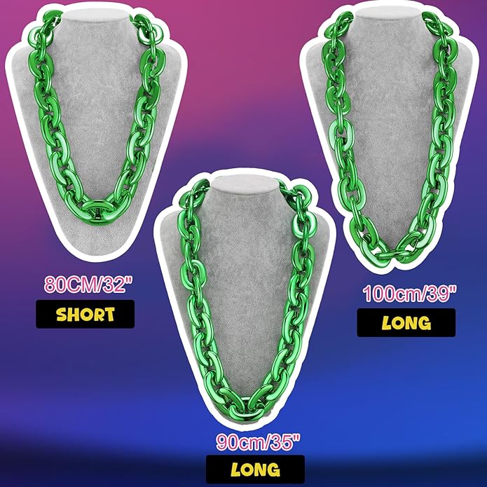 Remuuly Plastic Chain Necklace Chunky Big Fake Necklace Hip Hop Rapper Giant Turnover Chain Costume for Halloween