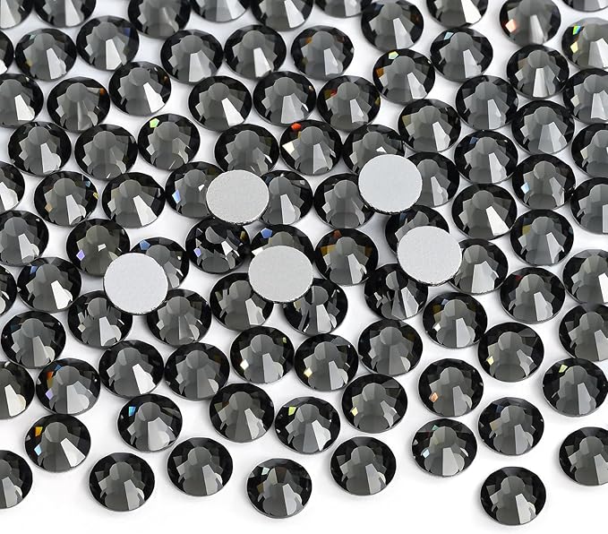Glue Fix Crystal Flatback Rhinestones Glass Diamantes Gems for Crafting Nail Art Crafts Decorations Clothes Shoes 2.8mm (ss10 2880pcs, Gray)