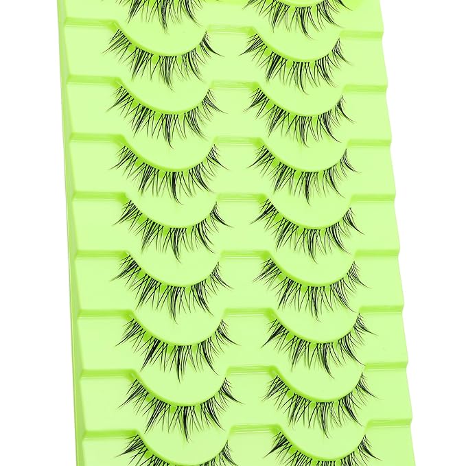 outopen Manga Lashes Natural Look Wispy Fluffy Asian Cosplay Eyelashes Spiky Japanese Anime Lashes 3D Short Fake Eyelash 10 Pairs Pack (A-Y40 | 9-13MM)