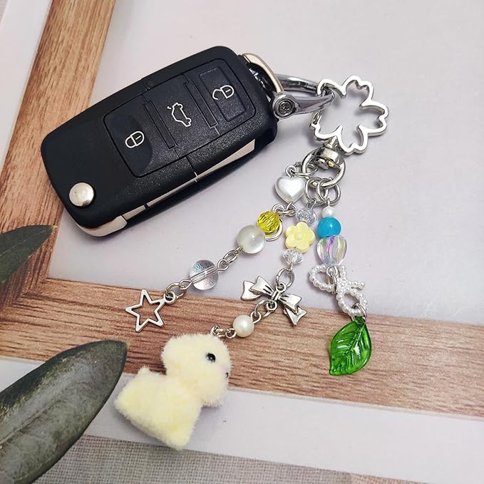 Cute Dog Keychain Fuzzy Dog Puppy Decor Keychain Aesthetic Y2K Bag Charms Stylish Dog Pendant Keychains Accessories