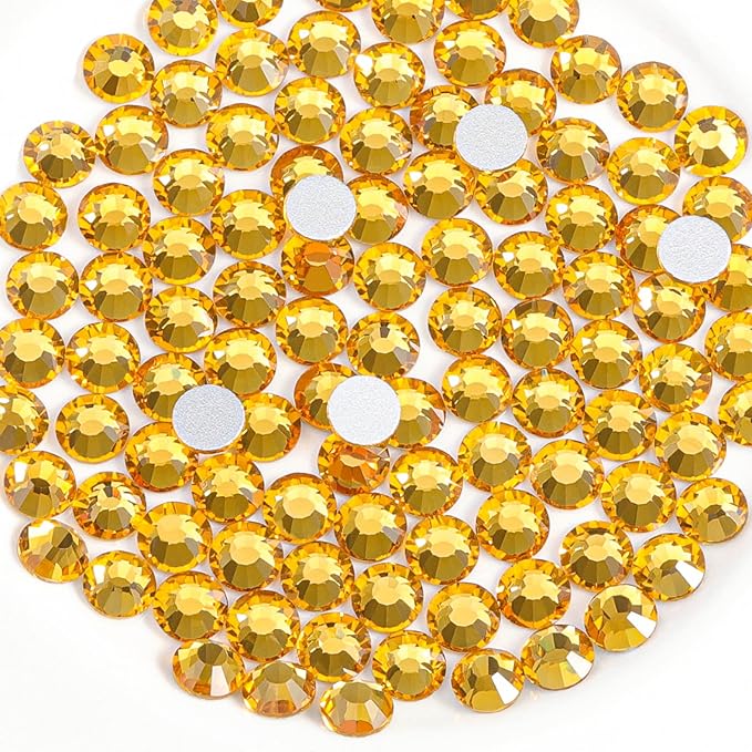 Beadsland Flat Back Crystal Rhinestones Round Gems for Nail Art and Craft Glue Fix, Topaz, 2.7-2.9mm, SS10/1440pcs