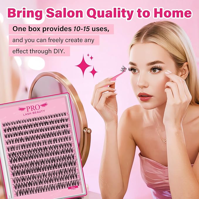 PRO LASHBEAUTY Flora Lash Clusters, Eyelash Clusters 8-18 Mixed Cluster Eyelash Extensions Mixed Lash Extension Reusable Soft & Comfortable (Flora,8-18mix)