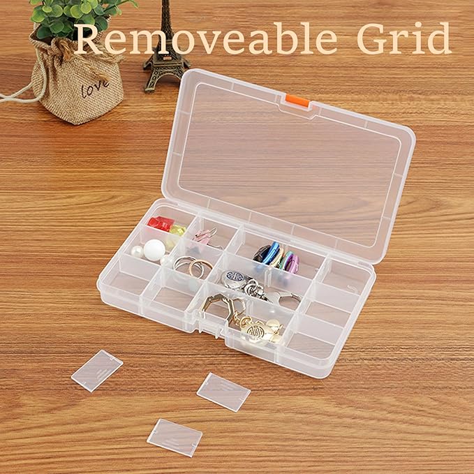 8PACK Extra Thick Bead Organizers, Mini Clear Plastic Storage Box Craft Containers for Nail jewelry rhinestones DIY Supply Case