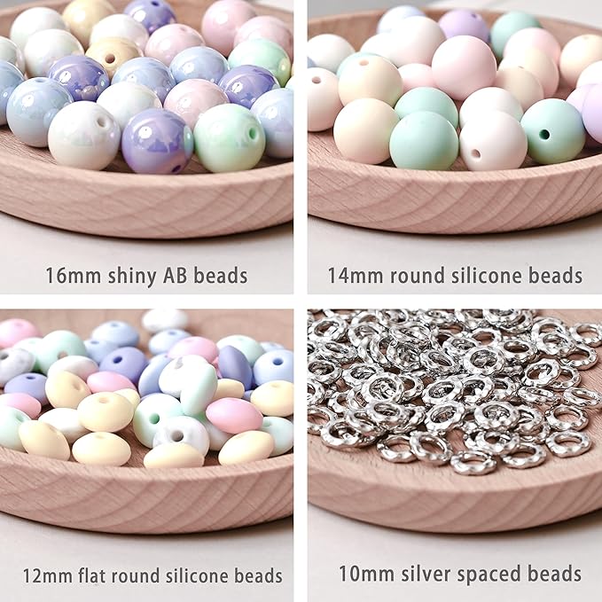 SUIMZESTI 133 Pcs Beadable Keychains Bars Set, Bulk Keychain Making Kit for Women with Spacer Acrylic Silicone Beads for Keychains Making Accessories DIY Crafts Gifts
