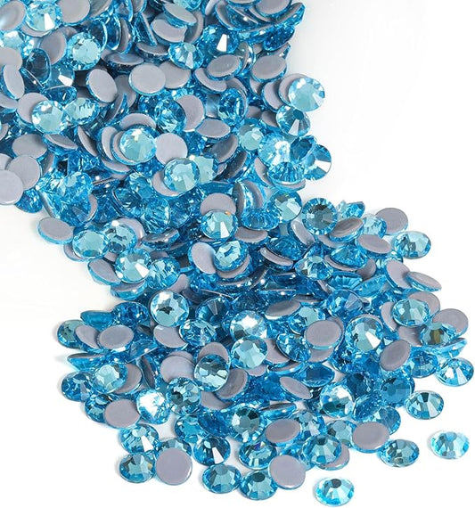 BEADSLAND Hotfix Rhinestones, 1440pcs Flatback Crystal Rhinestones for Crafts Clothes DIY Decorations, Aquamarine, SS16, 3.8-4.0mm