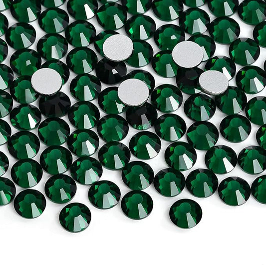 Jollin Glue Fix Crystal Flatback Rhinestones Glass Diamantes Gems for Crafting Nail Art Crafts Decorations Clothes Shoes 2.4mm (ss8 2880pcs, Dark Green)