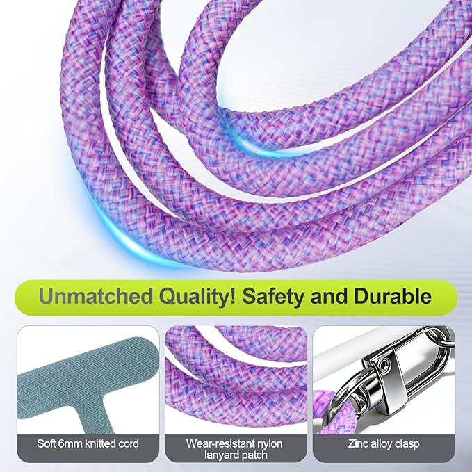 Phone Lanyard & Phone Wrist Strap, 3 in 1 Adjustable Anti Theft Phone Strap for Travel Hiking Cycling Climbing