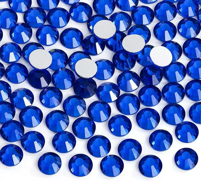 Jollin 1440pcs Flatback Rhinestones Glue Fix Crystal Glass Diamantes Gems for Crafting Nail Art Crafts Decorations Clothes Shoes 4.8 mm (ss20, Sapphire)