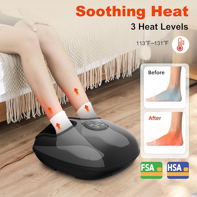2026 Upgraded Shiatsu Foot Massager with Heat and Compression, FSA Eligible HSA Store Eligible, Remote Control, Foot Massager for Plantar Fasciitis, Neuropathy,Valentine's Day Gifts, Men, Women