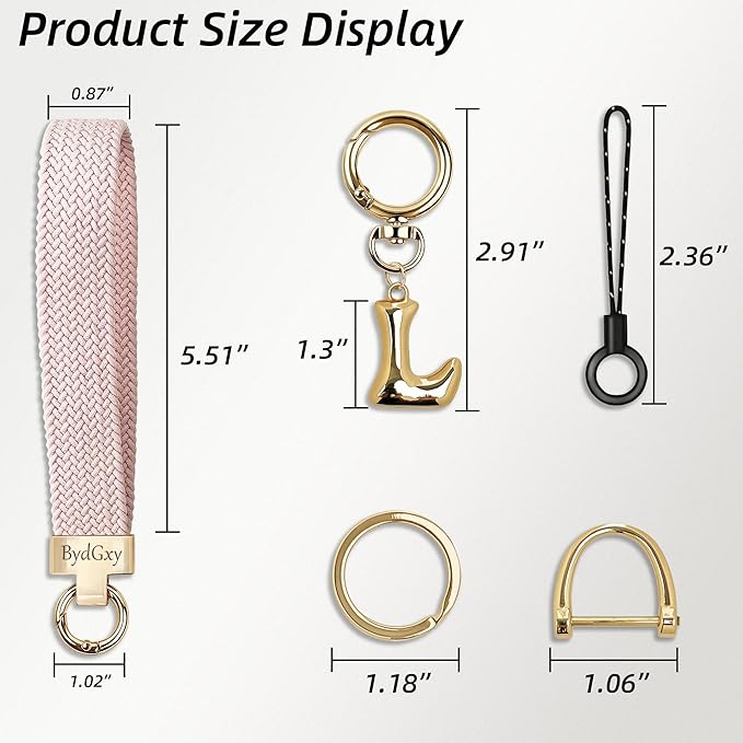 Stretchy Wristlet Initial Keychain, Key Chains Women Cute with Keyring, Llaveros para Mujer, Car Key Accessories