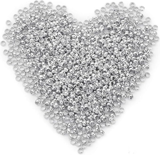 Hicarer 1200 Pieces Crimp Beads Metal Round Spacers Stopper Beads Clamp Ends for DIY Necklace Bracelets Jewelry Making Supplies
