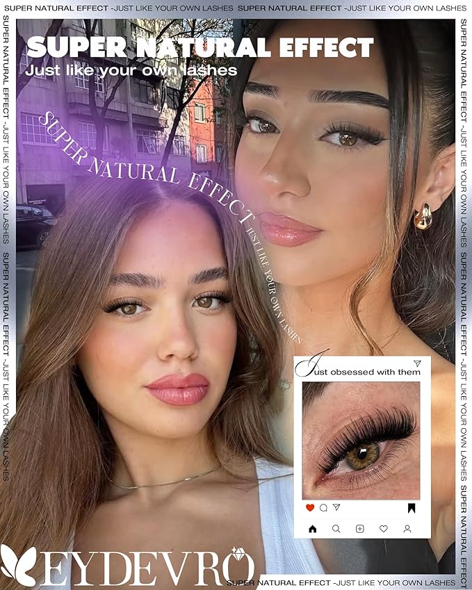 EYDEVRO Wispy Lash Clusters kit Eyelash Clusters Kit Natural Cluster Eyelash Extensions 10-16mm D Curl Cluster Lashes Salon-quality DIY Lash Extensions Kit at Home Lash Bond and Seal, Tweezers, Brush