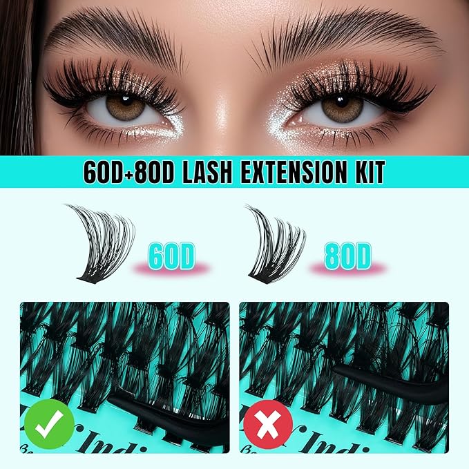 Lash Clusters Wispy 280PCS Eyelash Extension 60D 80D Cluster Lashes Individual Lashes DIY Lash Extension Natural Look Cluster Eyelash Extensions Soft False Eyelashes at Home for Beginners(D-Mix8-16mm)
