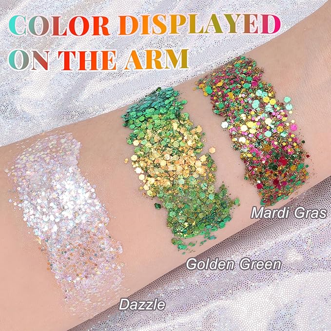 Mardi Gras Face and Body Glitter Stick for Sparkling Makeup, Hair Glitter Accessories for Women, Highlighting Stick for Fairy Dust, Cheerful Face Glitter for Festive Parties and Carnivals