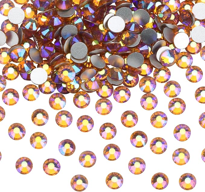 Glue Fix Flatback Rhinestones Glass Diamantes Gems for Nail Art (ss20 576pcs, Topaz AB)