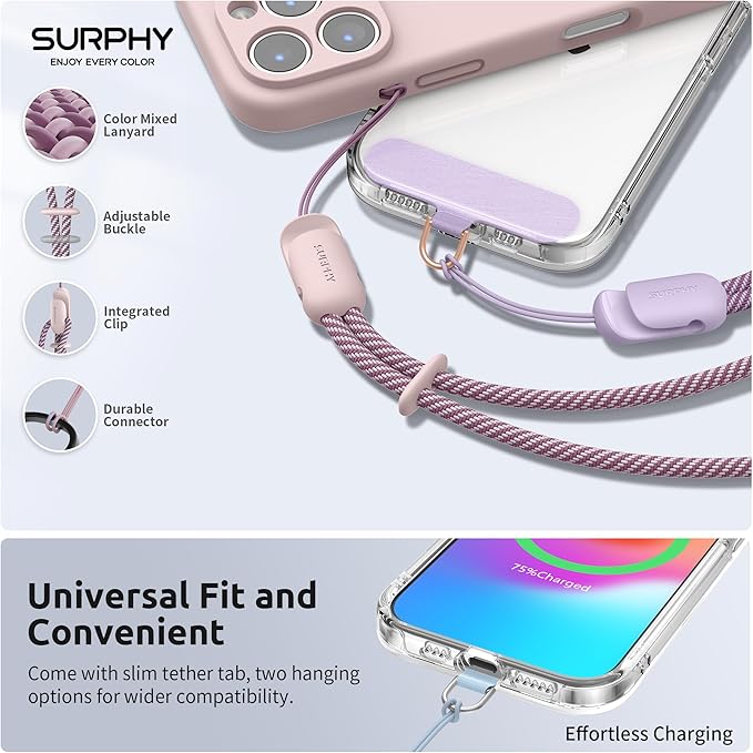 SURPHY 3 Pack Phone Wrist Strap with CellPhone Tether Tab, Cellphone Lanyard, Phone Strap with 2-Color Braided, Wrist Lanyard