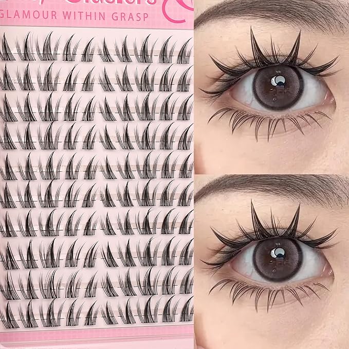 Lash Clusters Kit Spiky Cluster Eyelashes Kit Fairy Eyelash Clear Cluster Anime Individual Lashes Natural Lash Extension Cluster Wispy Manga Cluster Lash Kit