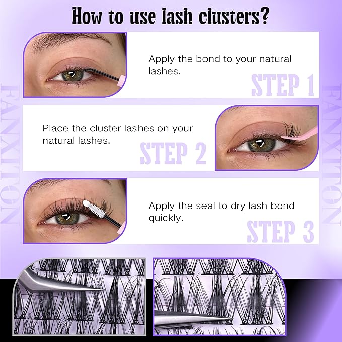 Wispy Lash Clusters Kit for a Natural Look DIY Lash Extension Kit 10-18mm Lash Bond & Seal Glue Lash Tweezers Individual Cluster Lashes for Subtle Enhancement