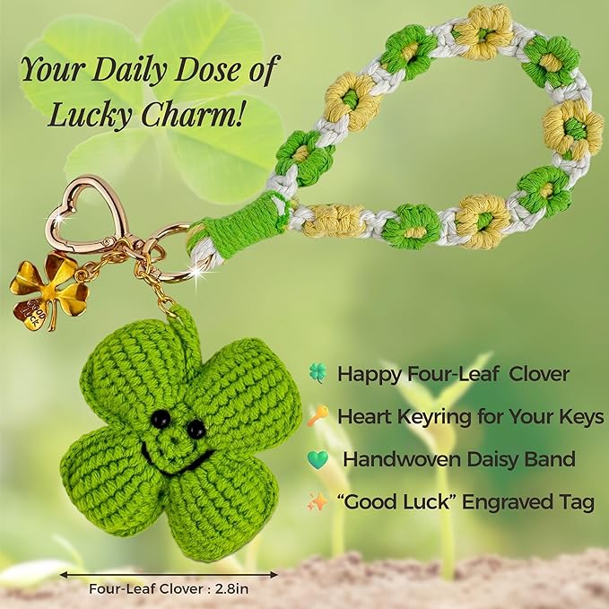 Handmade Crochet Keychains with Daisy Wristband - Inspirational Gifts for Women, Graduation, Birthday