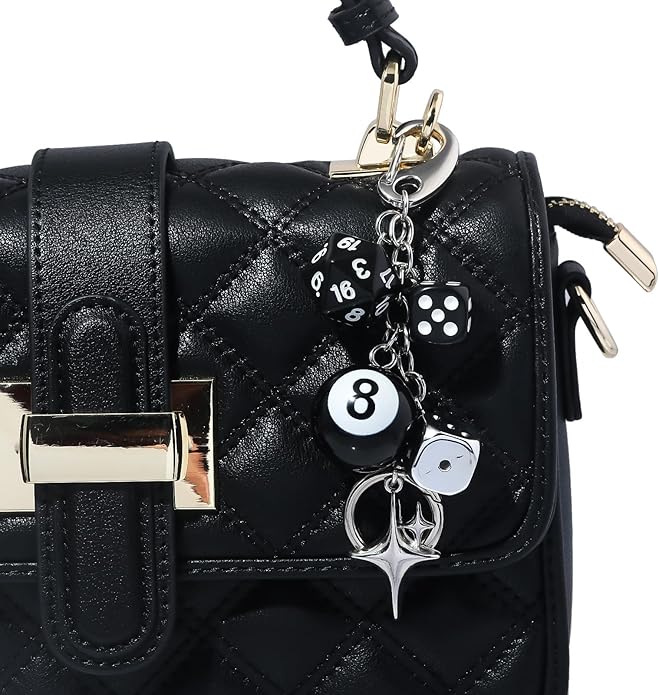 Y2k Aesthetic Dice 8 Ball Keychain-Cute Keychains for Backpack Mobile Phone Charms Lucky Gifts for Men Women