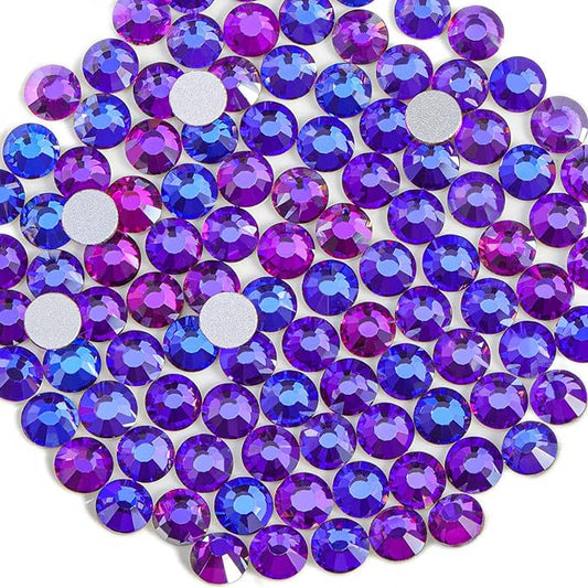 Beadsland 1440pcs Flat Back Crystal Rhinestones Round Gems for Nail Art and Craft Glue Fix, Purple Velvet,SS20,4.6-4.8mm