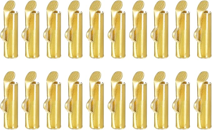 uxcell 100Pcs Slide on End Clasps, 10mm Tube Ball Bead Slider Crimp Ends for Multi-Strand DIY Craft Making, Gold Tone