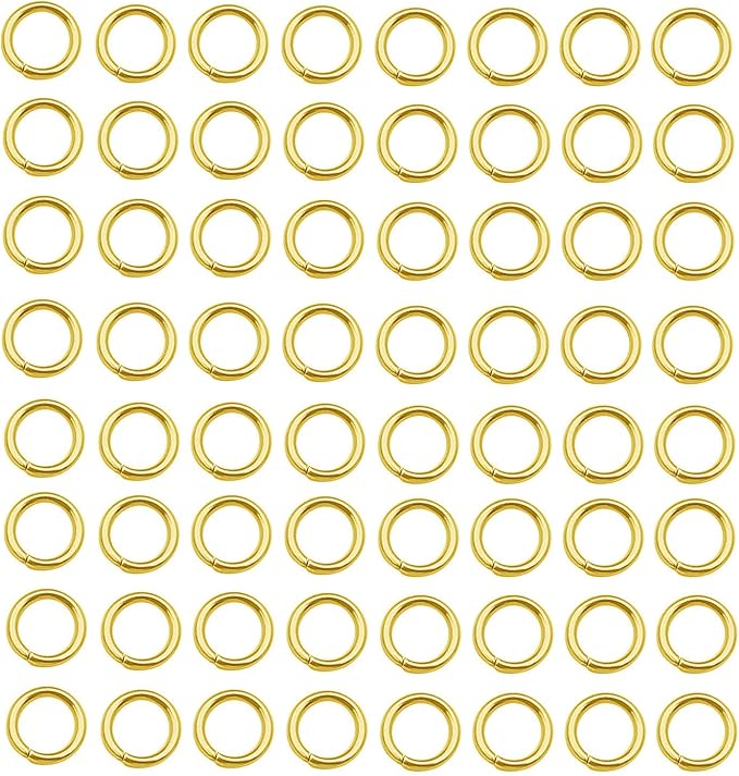 150 pcs Gold Plated Stainless Steel Split Rings Jump Rings Connector Rings for Jewelry Making Necklaces Bracelet Earrings Keychain DIY Craft (13300-Gold, 7mm)