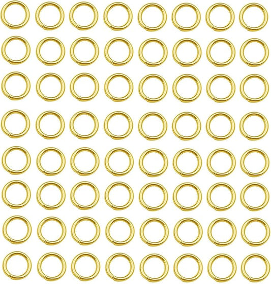 150 pcs Gold Plated Stainless Steel Split Rings Jump Rings Connector Rings for Jewelry Making Necklaces Bracelet Earrings Keychain DIY Craft (13300-Gold, 7mm)
