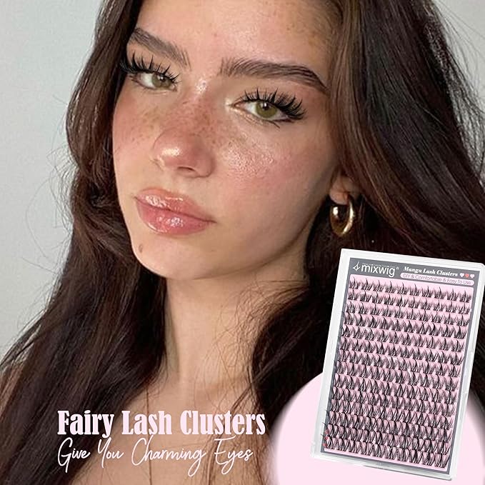 Manga Lash Clusters with Spikes Anime Eyelash Clusters Natural Cluster Eyelash Extensions Wispy Cluster Lashes Fairy Individual Lashes CD Curly 10-16MM DIY Lash Extension by Lvmixwig
