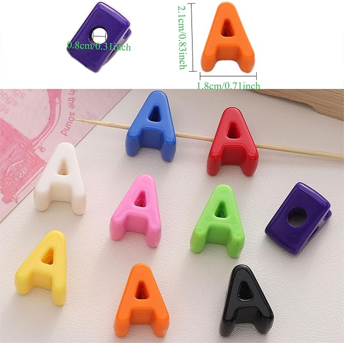 40 PCS Letter Beads 3D Focal Bead Acrylic 21mm x 18mm A Loose for Jewelry Making Key Chains Bracelet Necklaces Keychain Phone Bag Chain (Mixed Color A)