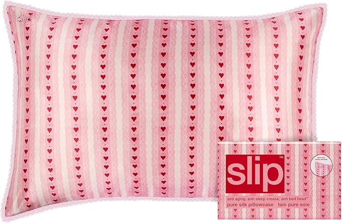 slip The Original Queen Pure Silk Pillowcase – Sweetie Limited Edition with Lace Trim – 100% Pure Mulberry Slipsilk™ – Anti-Frizz, Anti-Crease, Anti-BedHead