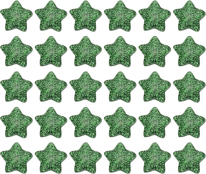 PATIKIL 60 Pcs Flat Back Resin Star Beads, Glitter Star Charms Bulk Mini Flat Back Beads Embellishments for DIY Crafts Phone Case, Green
