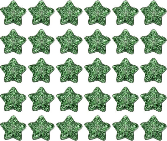 PATIKIL 30 Pcs Flat Back Resin Star Beads, Glitter Star Charms Bulk Mini Flat Back Beads Embellishments for DIY Crafts Phone Case, Green