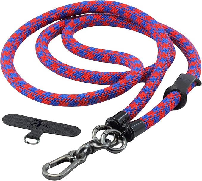 Cell Phone Lanyard Crossbody Rope Around the Neck Wrist Strap for Most Smartphone Case Headset Keychain Offices ID - Red/Blue