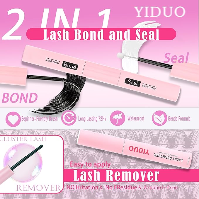 YIDUO 994Pcs Lashes Clusters Kit 60D/80D/100D Volume False Eyelash Extensions 10-20mm D Curl Wispy Individual Fake Eyelashes Kit, Volume Studio Effect with Bond&Seal|Tweezers|Removers|Cleanser