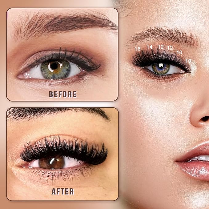 AILAISHI Lash Clusters Kit, DIY Cluster Eyelash Extensions 10‑20mm, 90D+100D, 202pcs Fluffy D Curl Natural Lashes–Fake Cat Eye Individual Clusters