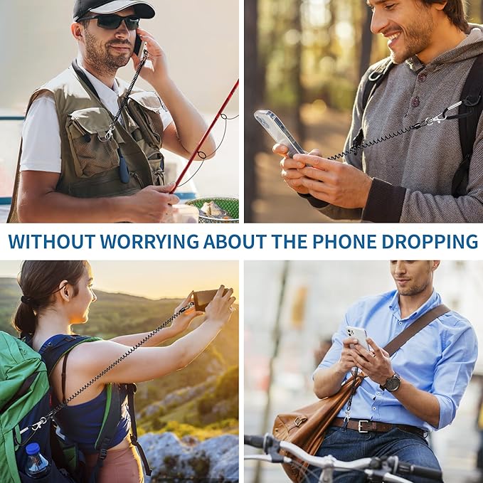 Doormoon Phone Lanyard Tether with 2 TPU Patch, Cell Phone Lanyard with 1 Phone Tether, 2 TPU Patch for Outdoor Hiking Climbing