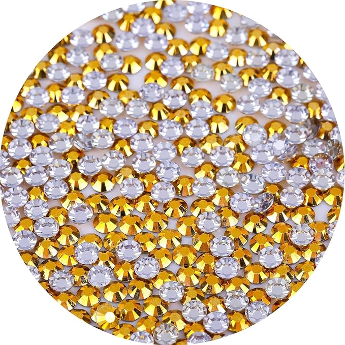 4500 Pcs SS12 3mm Flatback Rhinestones for Nails Art Crafts Glitter Round Gems AB Crystals DIY Clothes Shoes （Gold AB）