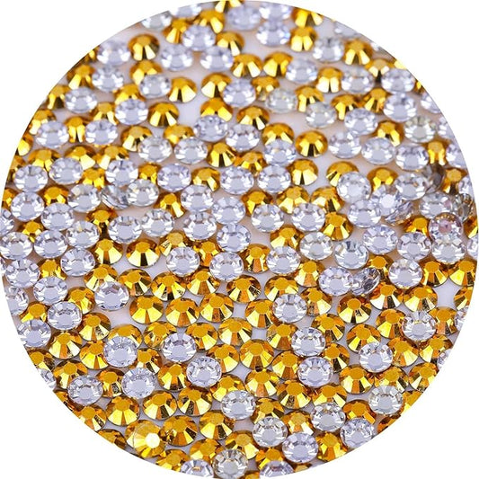 4500 Pcs SS12 3mm Flatback Rhinestones for Nails Art Crafts Glitter Round Gems AB Crystals DIY Clothes Shoes （Gold AB）